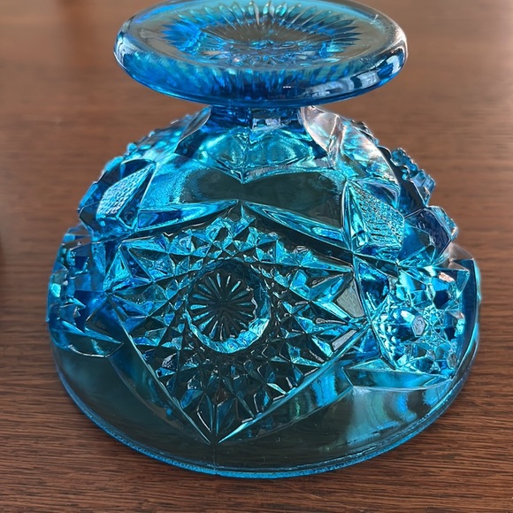 “Kemple” 1950’s Hobstar and Fan Blue, Candy Dish with Lid mint condition - Picture 7 of 13